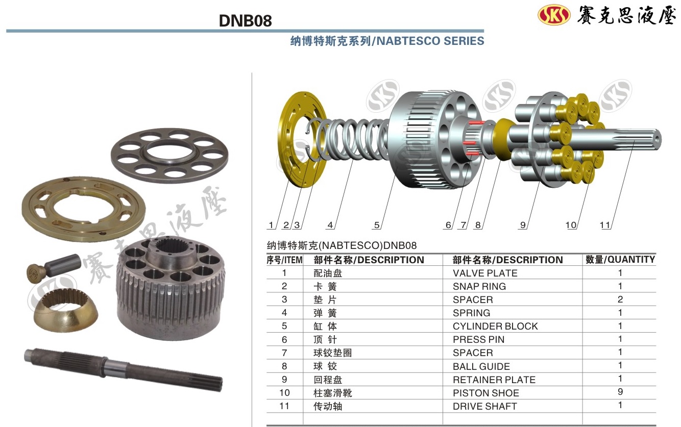  Запчасти к гидронасосам Kawasaki серии DNB08 TRAVEL MOTOR