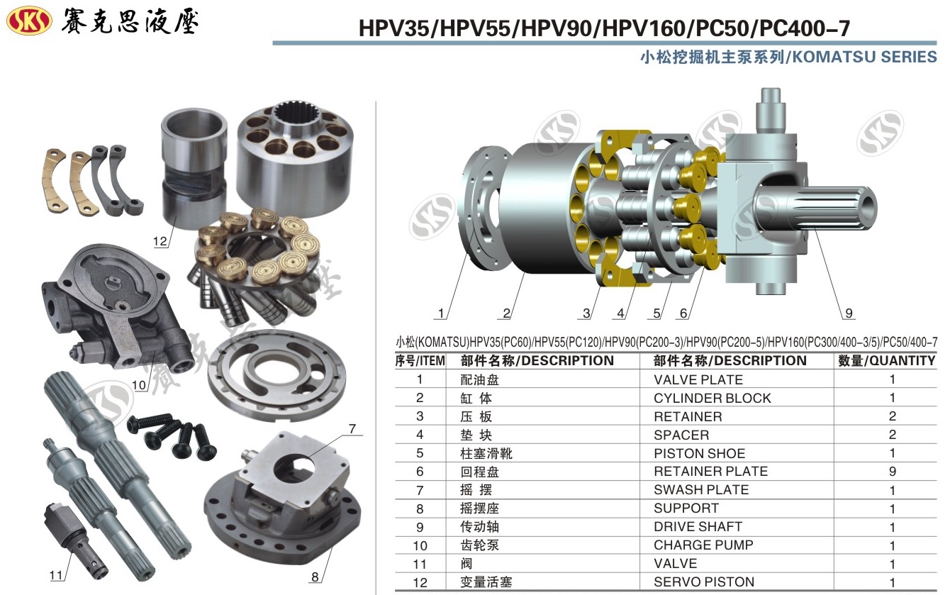  Запчасти к гидронасосам Komatsu серии HPV35-160, PC50, PC400-7 MAIN PUMPS