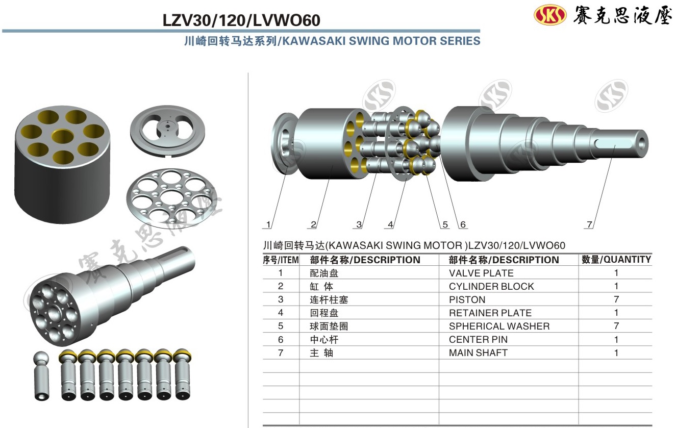  Запчасти к гидронасосам Kawasaki серии LZV30-120 SWING MOTOR