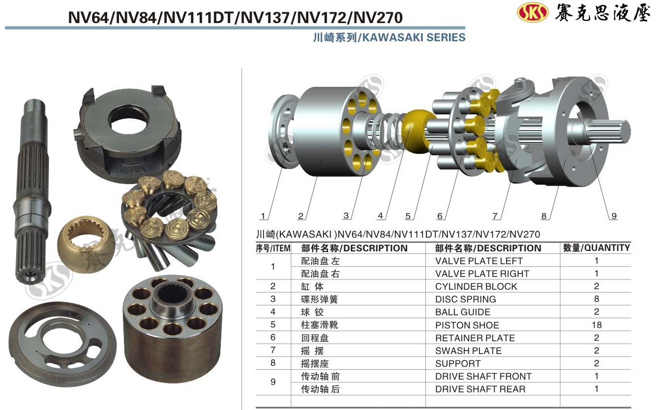  Запчасти к гидронасосам Kawasaki серии NV64-270