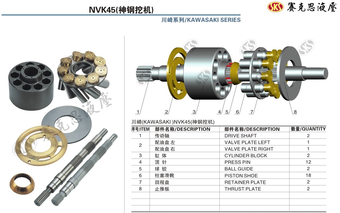  Запчасти к гидронасосам Kawasaki серии NVK45