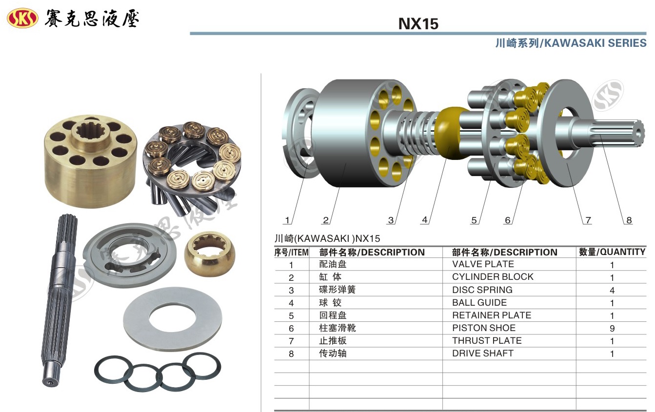  Запчасти к гидронасосам Kawasaki серии NX15