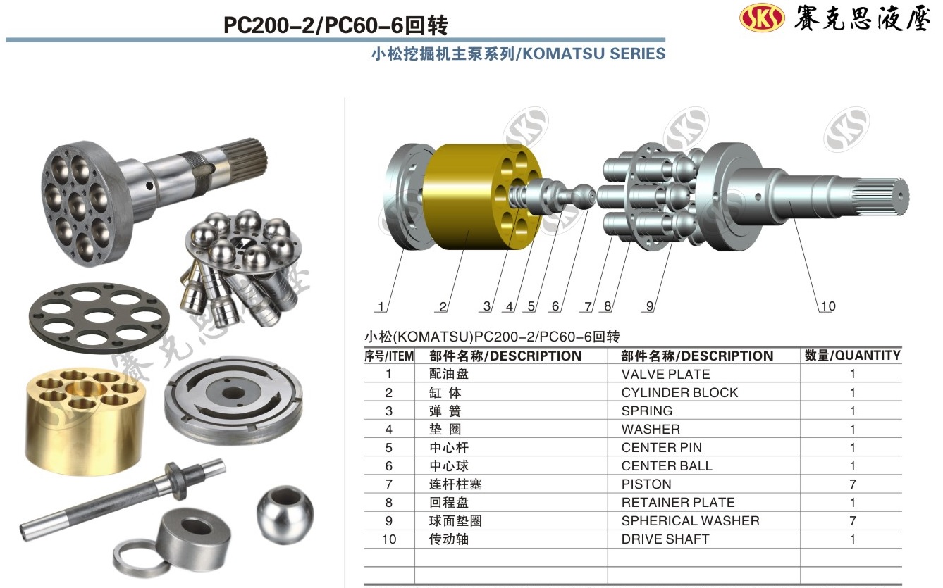  Запчасти к гидронасосам Komatsu серии PC200-2/PC60-6 SWING MOTORS