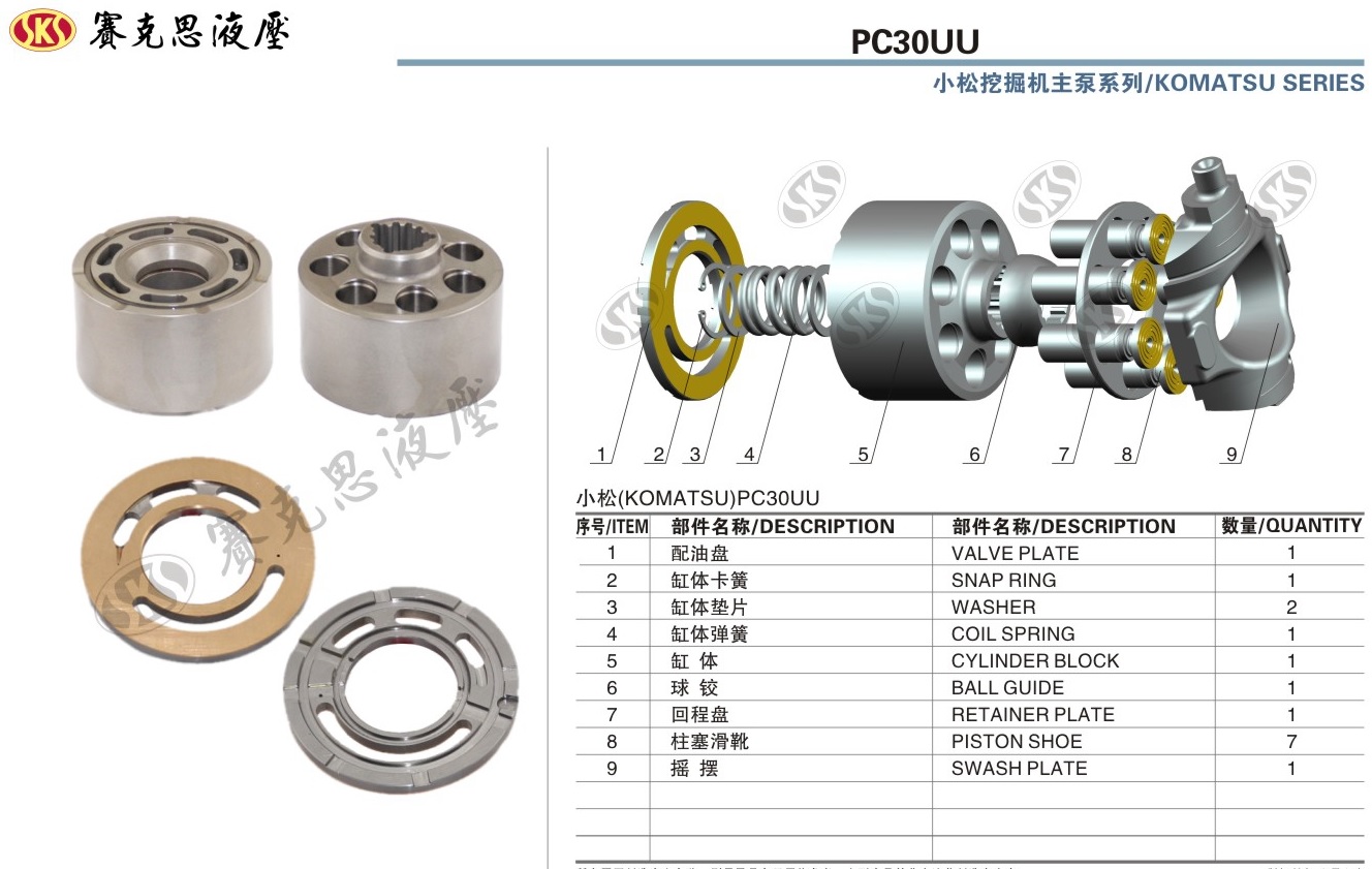  Запчасти к гидронасосам Komatsu серии PC30UU