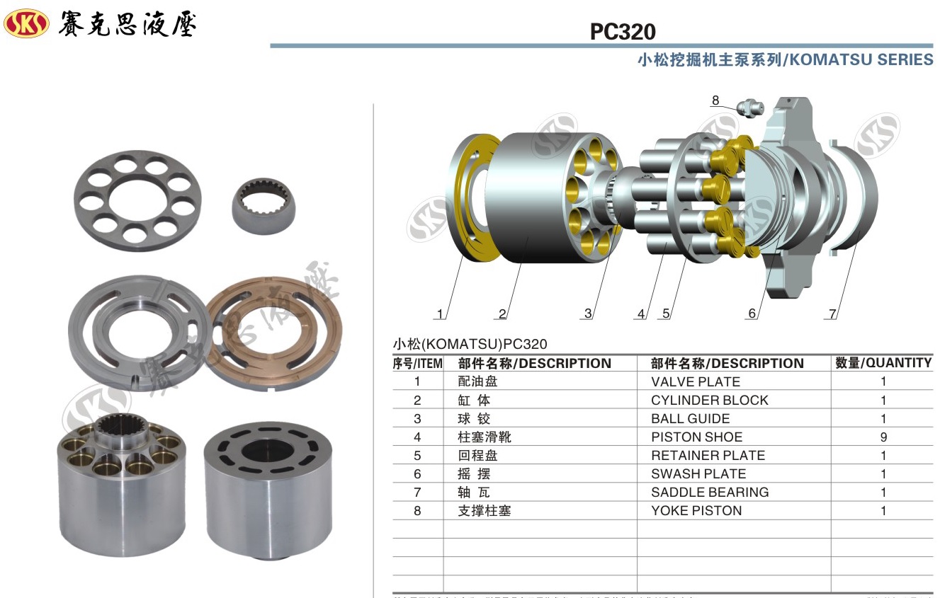  Запчасти к гидронасосам Komatsu серии PC320 MAIN PUMP