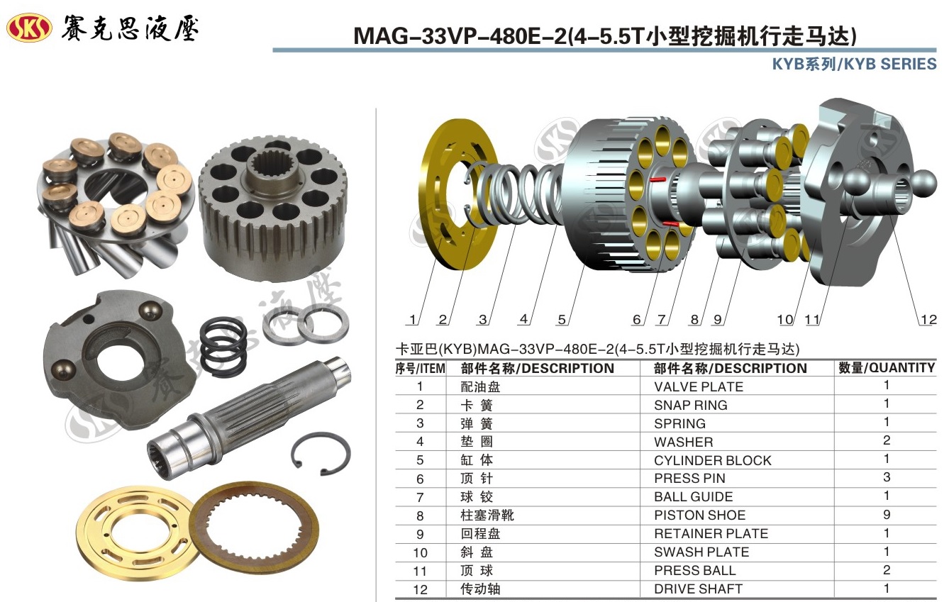 Запчасти к гидронасосам KAYABA и SUMITOMO серии MAG-33VP-480E-2 TRAVEL MOTOR