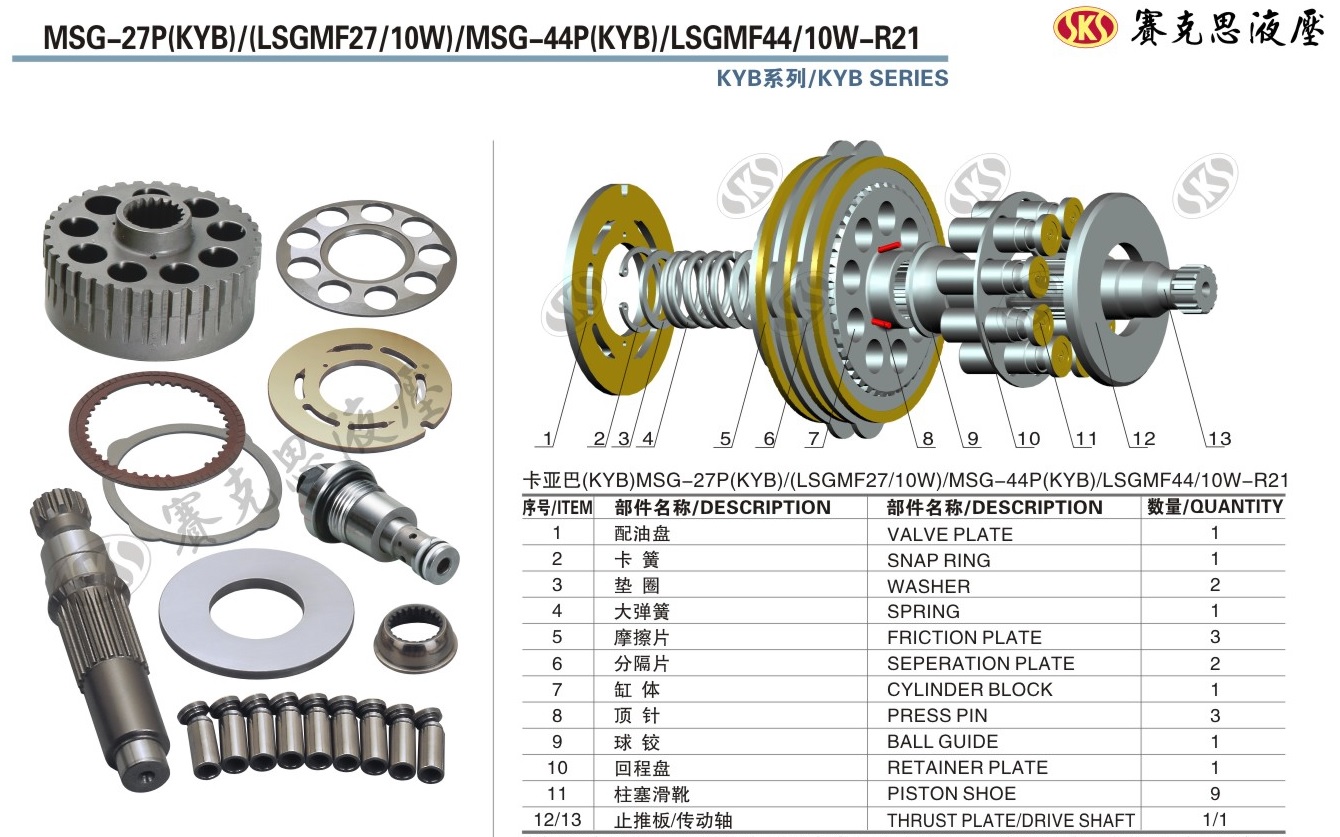 Запчасти к гидронасосам KAYABA и SUMITOMO серии MSG-27P/44P/LSGMF44 SWING MOTOR