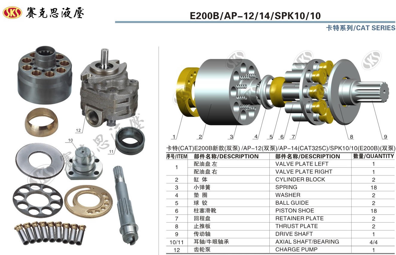  Запчасти к гидронасосам на Caterpillar серии E200BAP-1214-SPK10-10